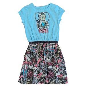 Monster High Dress Youth Girls Size 6/6X, Y2K, Blue Custome Outfit Frankie Stein